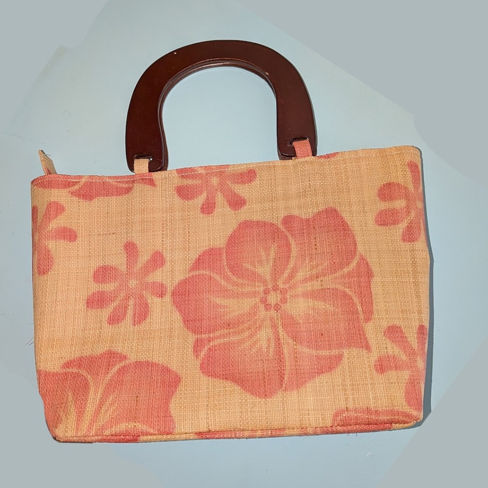 Ladies Woven Raffia Tropical Resort Straw Tote Bag - Blue Tropical - Picture 5 of 5